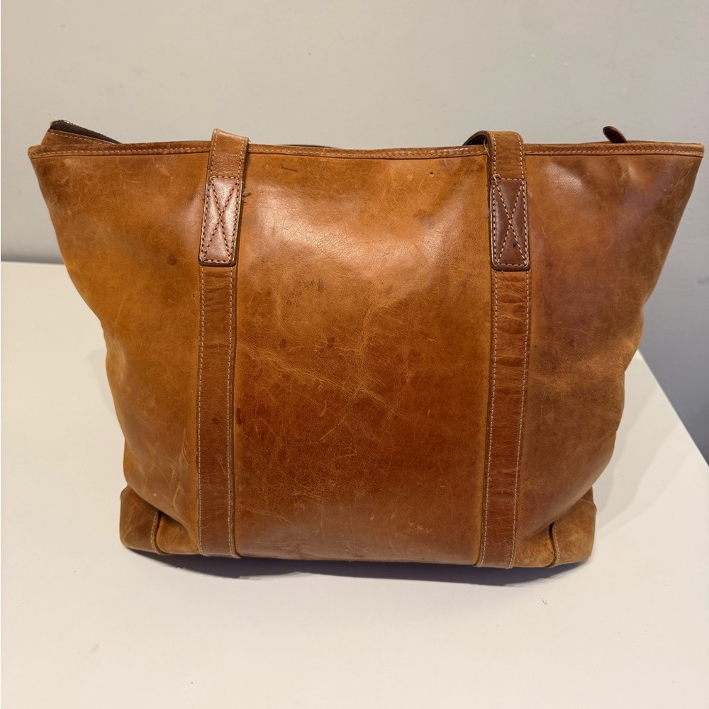 Brown Leather Eddie Bauer Vintage Tote Bag - Picture 7 of 7
